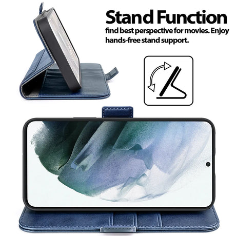 Samsung Galaxy S21 Plus Klapphülle im Lederlook mit RFID Block in Blau