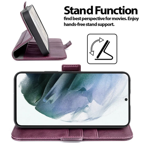 Samsung Galaxy S21 Plus Klapphülle im Lederlook mit RFID Block in Lila