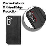 Samsung Galaxy S21 Klapphülle im Lederlook mit RFID Block in Schwarz