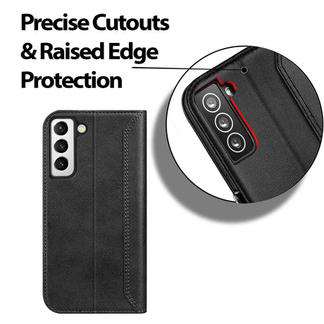 Samsung Galaxy S21 Klapphülle im Lederlook mit RFID Block in Schwarz