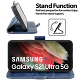 Samsung Galaxy S21 Ultra Klapphülle im Lederlook mit RFID Block in Blau