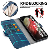 Samsung Galaxy S21 Ultra Klapphülle im Lederlook mit RFID Block in Blau