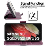 Samsung Galaxy S21 Ultra Klapphülle im Lederlook mit RFID Block in Lila