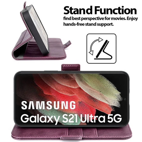 Samsung Galaxy S21 Ultra Klapphülle im Lederlook mit RFID Block in Lila