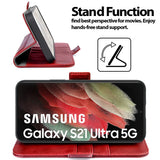 Samsung Galaxy S21 Ultra Klapphülle im Lederlook mit RFID Block in Rot