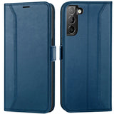 Samsung Galaxy S22 Klapphülle im Lederlook mit RFID Block in Blau