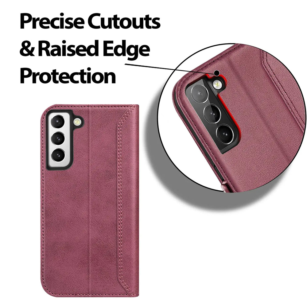 Samsung Galaxy S22 Plus Klapphülle im Lederlook mit RFID Block in Lila