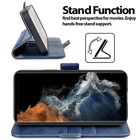 Samsung Galaxy S22 Ultra Klapphülle im Lederlook mit RFID Block in Blau