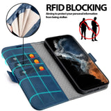 Samsung Galaxy S22 Ultra Klapphülle im Lederlook mit RFID Block in Blau