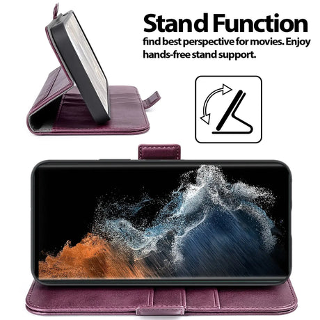 Samsung Galaxy S22 Ultra Klapphülle im Lederlook mit RFID Block in Lila