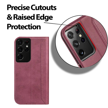 Samsung Galaxy S22 Ultra Klapphülle im Lederlook mit RFID Block in Lila