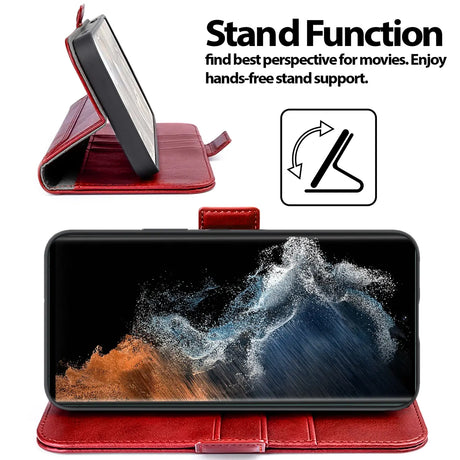 Samsung Galaxy S22 Ultra Klapphülle im Lederlook mit RFID Block in Rot