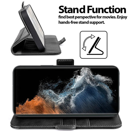 Samsung Galaxy S22 Ultra Klapphülle im Lederlook mit RFID Block in Schwarz