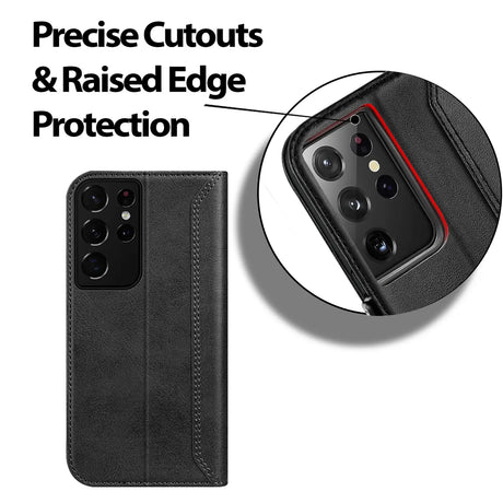 Samsung Galaxy S22 Ultra Klapphülle im Lederlook mit RFID Block in Schwarz