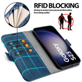 Samsung Galaxy S23 Klapphülle im Lederlook mit RFID Block in Blau