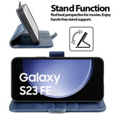 Samsung Galaxy S23 FE Klapphülle im Lederlook mit RFID Block in Blau