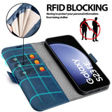 Samsung Galaxy S23 FE Klapphülle im Lederlook mit RFID Block in Blau