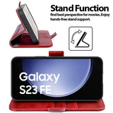Samsung Galaxy S23 FE Klapphülle im Lederlook mit RFID Block in Rot