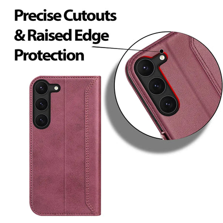 Samsung Galaxy S23 Klapphülle im Lederlook mit RFID Block in Lila