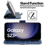 Samsung Galaxy S23 Plus Klapphülle im Lederlook mit RFID Block in Blau