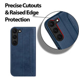 Samsung Galaxy S23 Plus Klapphülle im Lederlook mit RFID Block in Blau