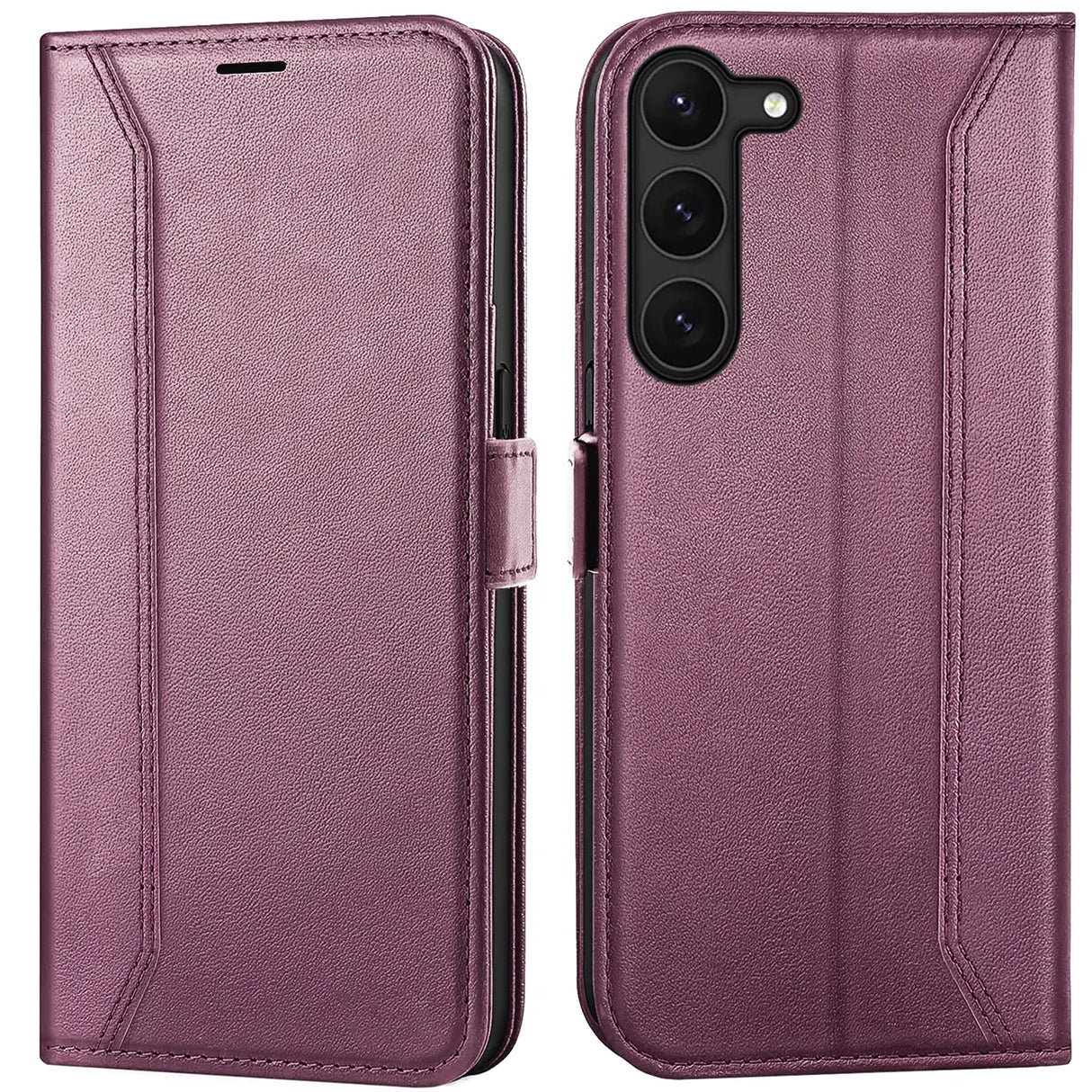 Samsung Galaxy S23 Plus Klapphülle im Lederlook mit RFID Block in Lila