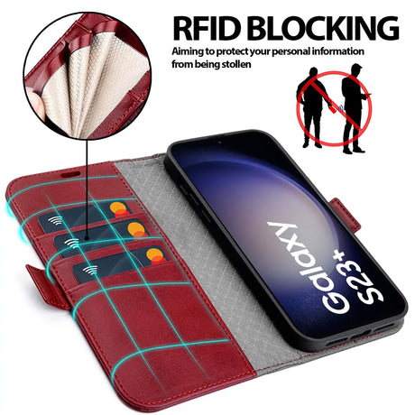 Samsung Galaxy S23 Plus Klapphülle im Lederlook mit RFID Block in Rot