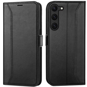 Samsung Galaxy S23 Plus Klapphülle im Lederlook mit RFID Block in Schwarz