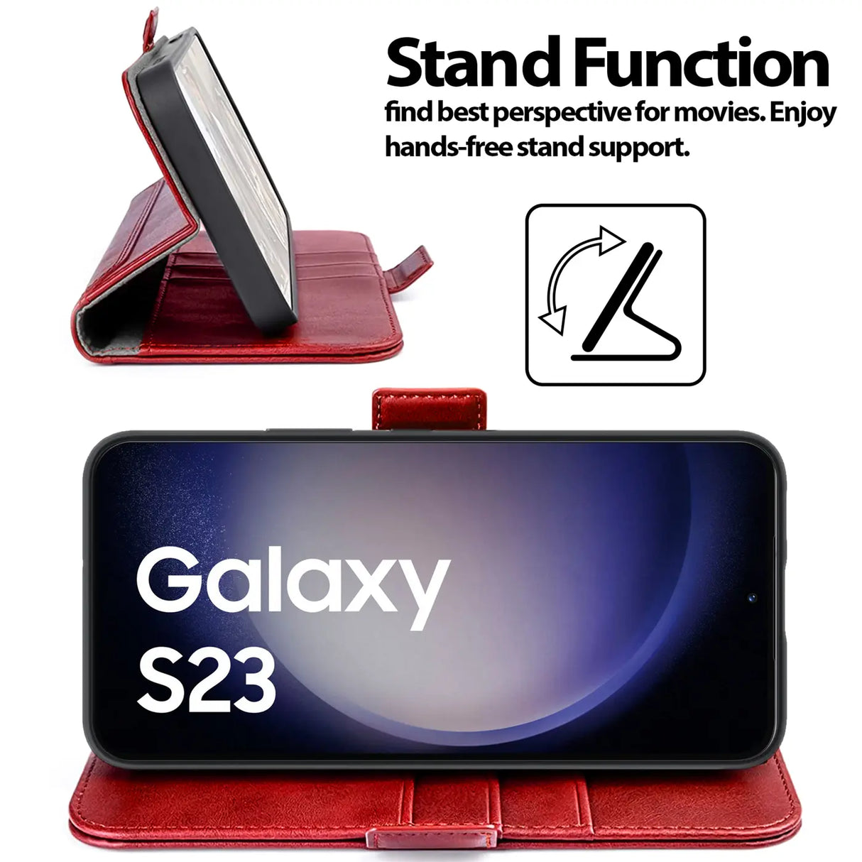 Samsung Galaxy S23 Klapphülle im Lederlook mit RFID Block in Rot