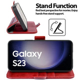 Samsung Galaxy S23 Klapphülle im Lederlook mit RFID Block in Rot
