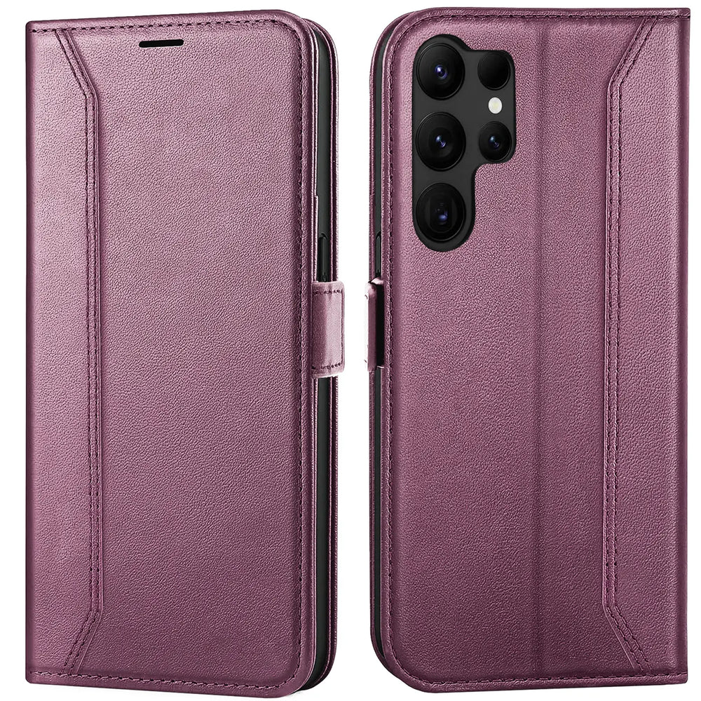 Samsung Galaxy S23 Ultra Klapphülle im Lederlook mit RFID Block in Lila