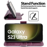 Samsung Galaxy S23 Ultra Klapphülle im Lederlook mit RFID Block in Lila