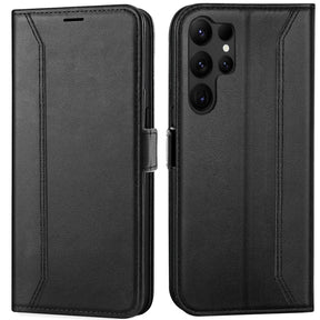 Samsung Galaxy S23 Ultra Klapphülle im Lederlook mit RFID Block in Schwarz