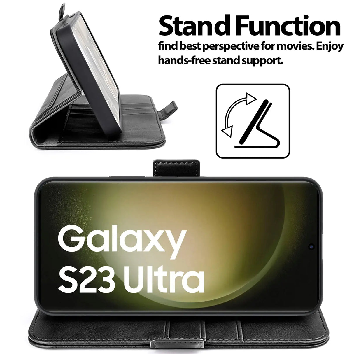 Samsung Galaxy S23 Ultra Klapphülle im Lederlook mit RFID Block in Schwarz