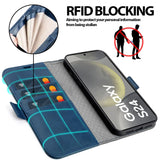 Samsung Galaxy S24 Klapphülle im Lederlook mit RFID Block in Blau