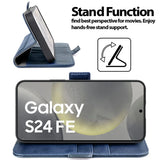 Samsung Galaxy S24 FE Klapphülle im Lederlook mit RFID Block in Blau