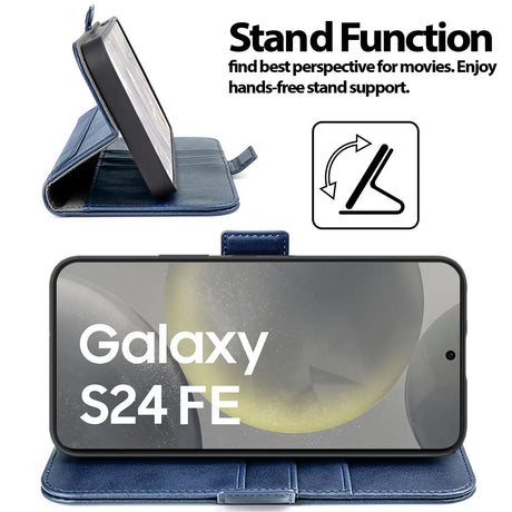 Samsung Galaxy S24 FE Klapphülle im Lederlook mit RFID Block in Blau