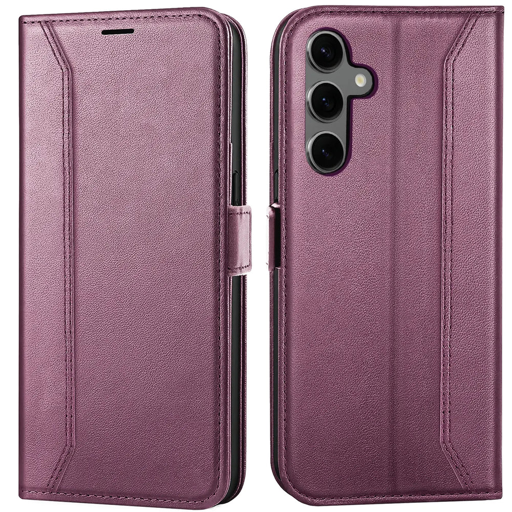 Samsung Galaxy S24 FE Klapphülle im Lederlook mit RFID Block in Lila
