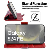 Samsung Galaxy S24 FE Klapphülle im Lederlook mit RFID Block in Rot