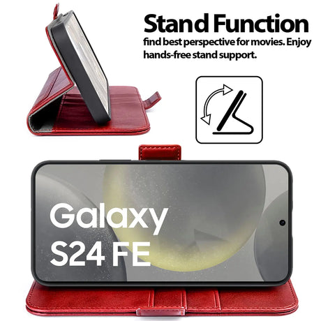 Samsung Galaxy S24 FE Klapphülle im Lederlook mit RFID Block in Rot