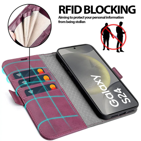 Samsung Galaxy S24 Plus Klapphülle im Lederlook mit RFID Block in Lila