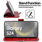 Samsung Galaxy S24 Klapphülle im Lederlook mit RFID Block in Rot