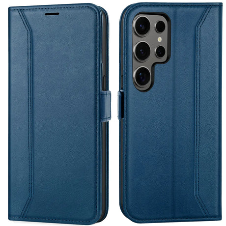 Samsung Galaxy S24 Ultra Klapphülle im Lederlook mit RFID Block in Blau