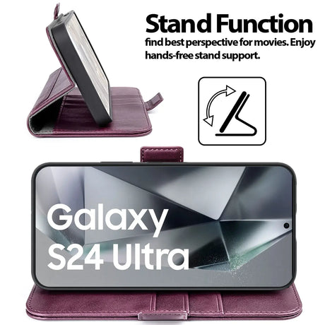 Samsung Galaxy S24 Ultra Klapphülle im Lederlook mit RFID Block in Lila
