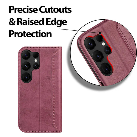 Samsung Galaxy S24 Ultra Klapphülle im Lederlook mit RFID Block in Lila