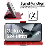 Samsung Galaxy S24 Ultra Klapphülle im Lederlook mit RFID Block in Rot