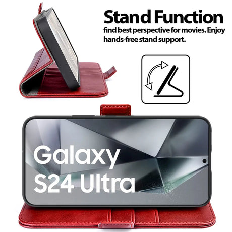 Samsung Galaxy S24 Ultra Klapphülle im Lederlook mit RFID Block in Rot