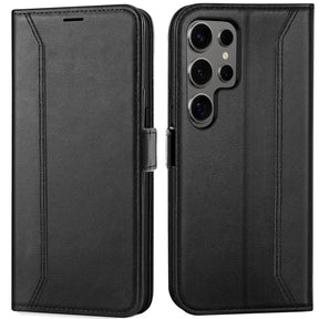 Samsung Galaxy S24 Ultra Klapphülle im Lederlook mit RFID Block in Schwarz