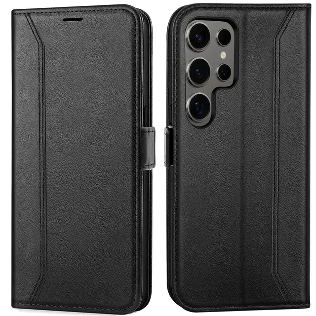 Samsung Galaxy S24 Ultra Klapphülle im Lederlook mit RFID Block in Schwarz