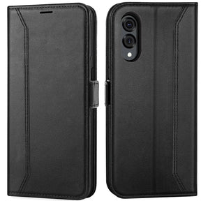 Samsung Galaxy S25 Edge Klapphülle im Lederlook mit RFID Block in Schwarz